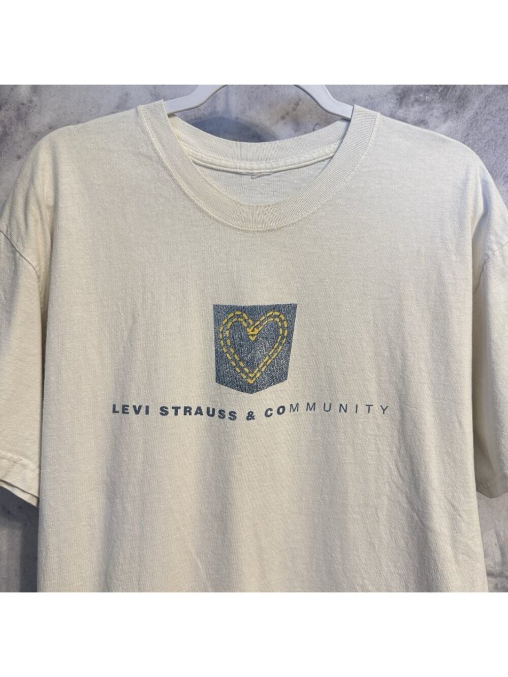 Vintage Levi Strauss Co T Shirt White Short Sleeve Size Large L